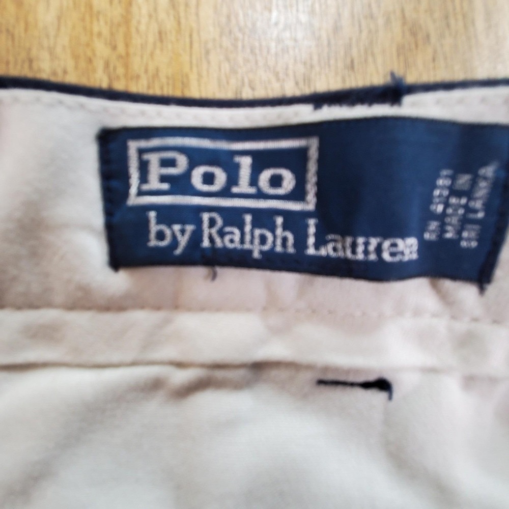 Vintage Polo Ralph Lauren Chino Pants Mens 35x30 Navy Blue Cotton Twill Logo - Picture 4 of 8